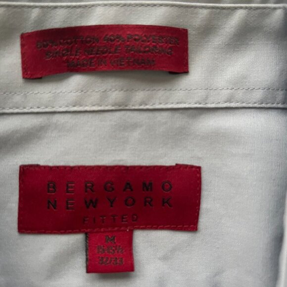 Bergamo New York Mens Fitted Light Gray Button-Down Shirt M 15.5 - Picture 4 of 6